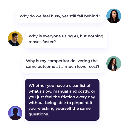 Illustrated chat about AI and operational friction